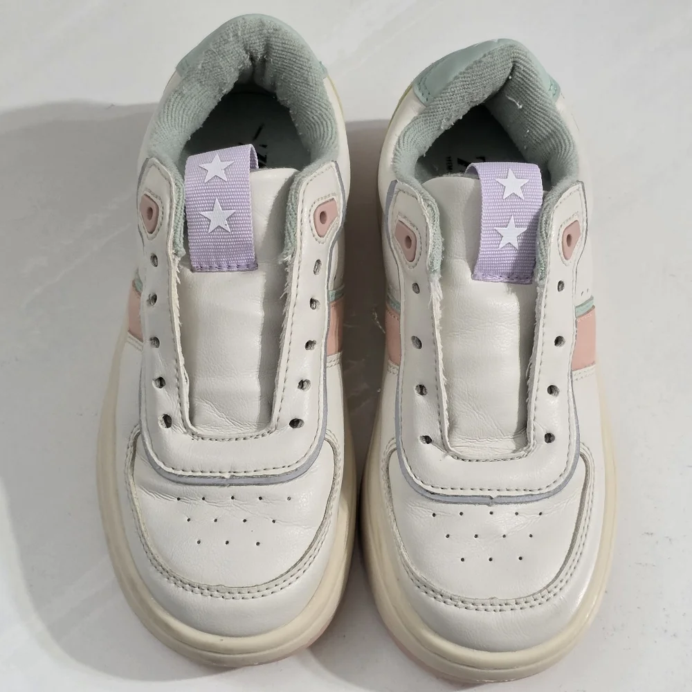 Little Girls Zara Multicolored Pastel Laced Sneakers Shoes Size 13